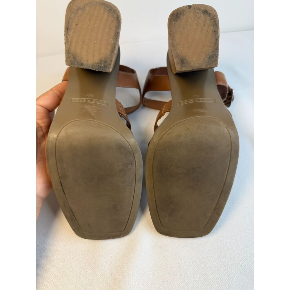 Marc Fisher Fynlee Sandals Women Size 9M Brown Leather Strappy Block Heel Shoes - Picture 11 of 12
